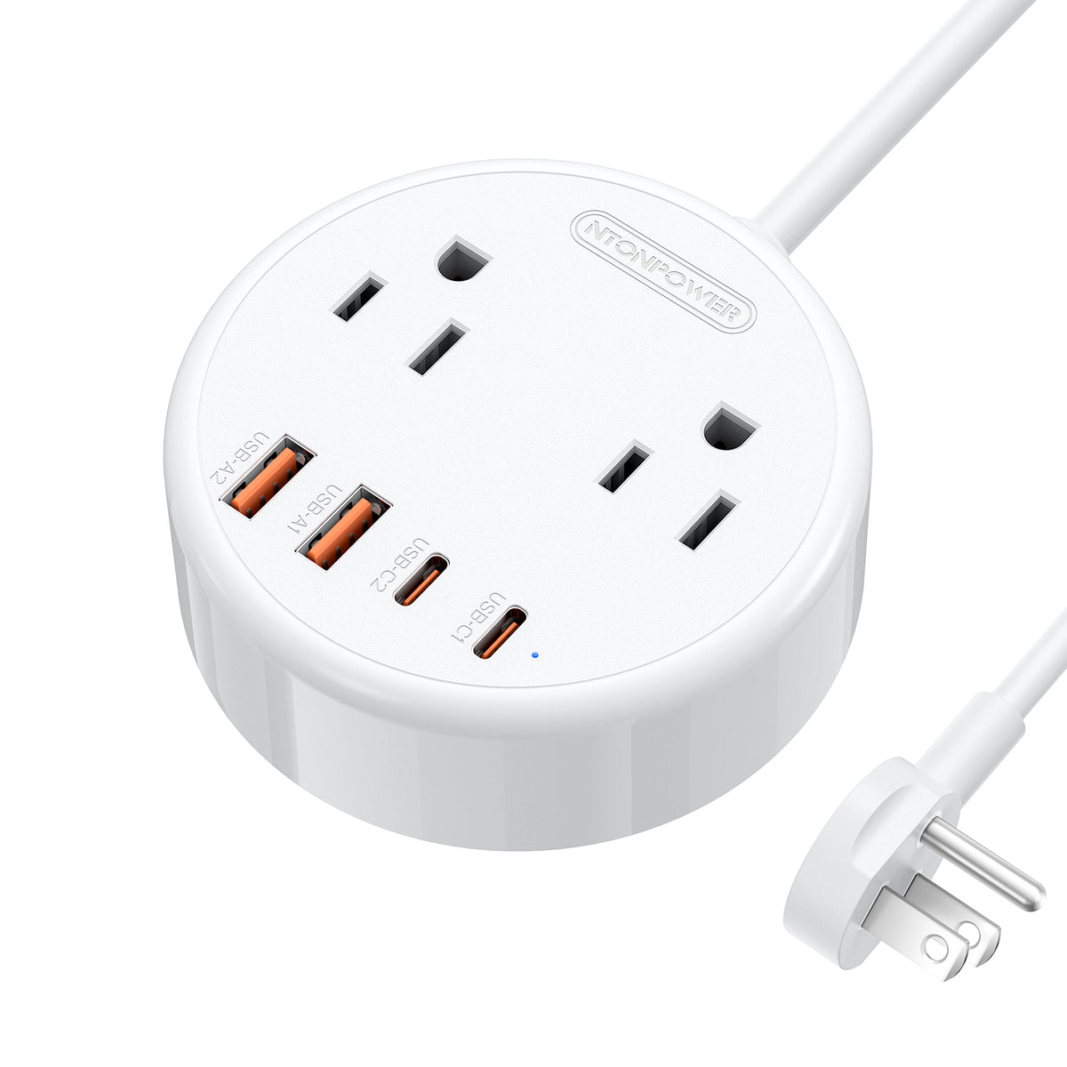 NTONPOWER Magnetic Power Strip 2 Outlets 4 USB Ports (2 Type C)