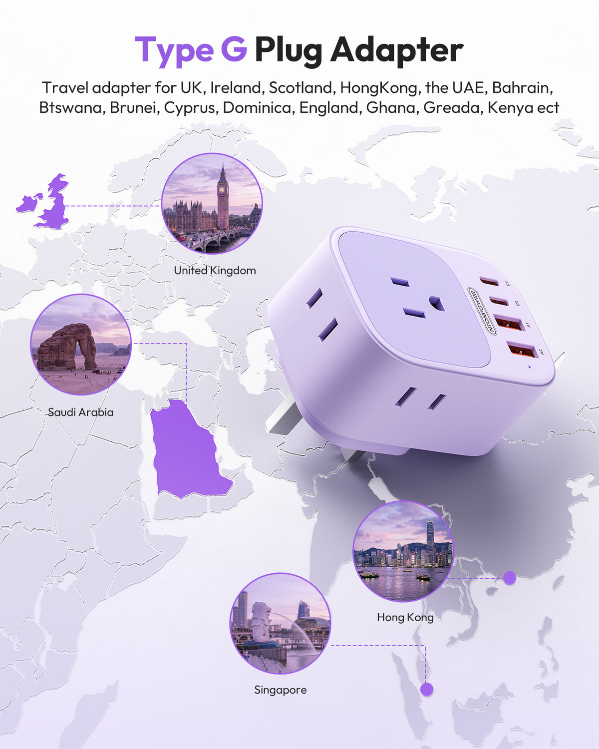 NTONPOWER US to UK Plug Adapter PD 25W