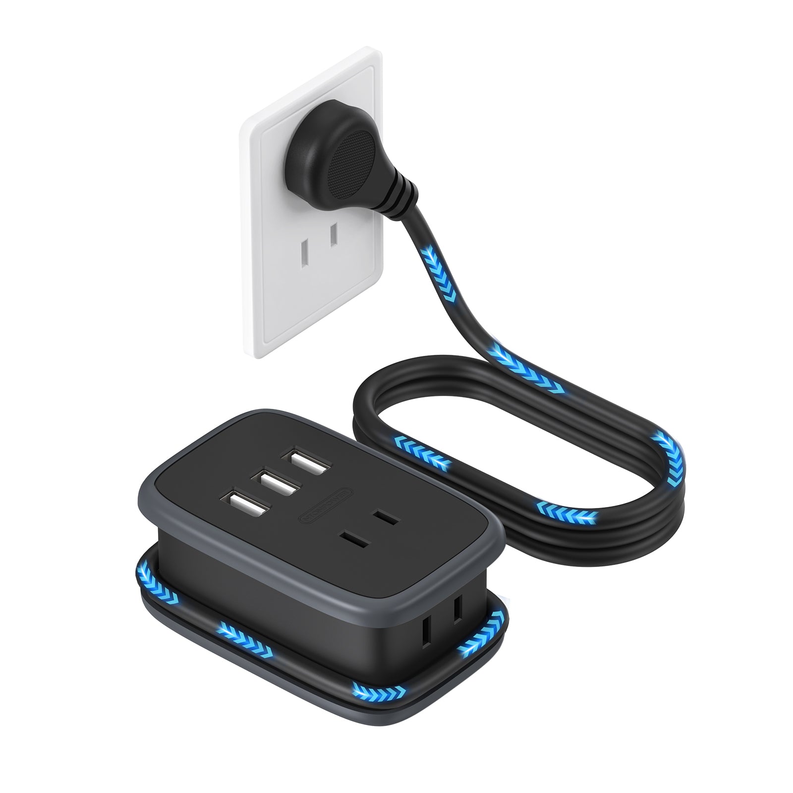 Ntonpower New JP Travel Pocket Power Strip 2 Outlets 3 USB