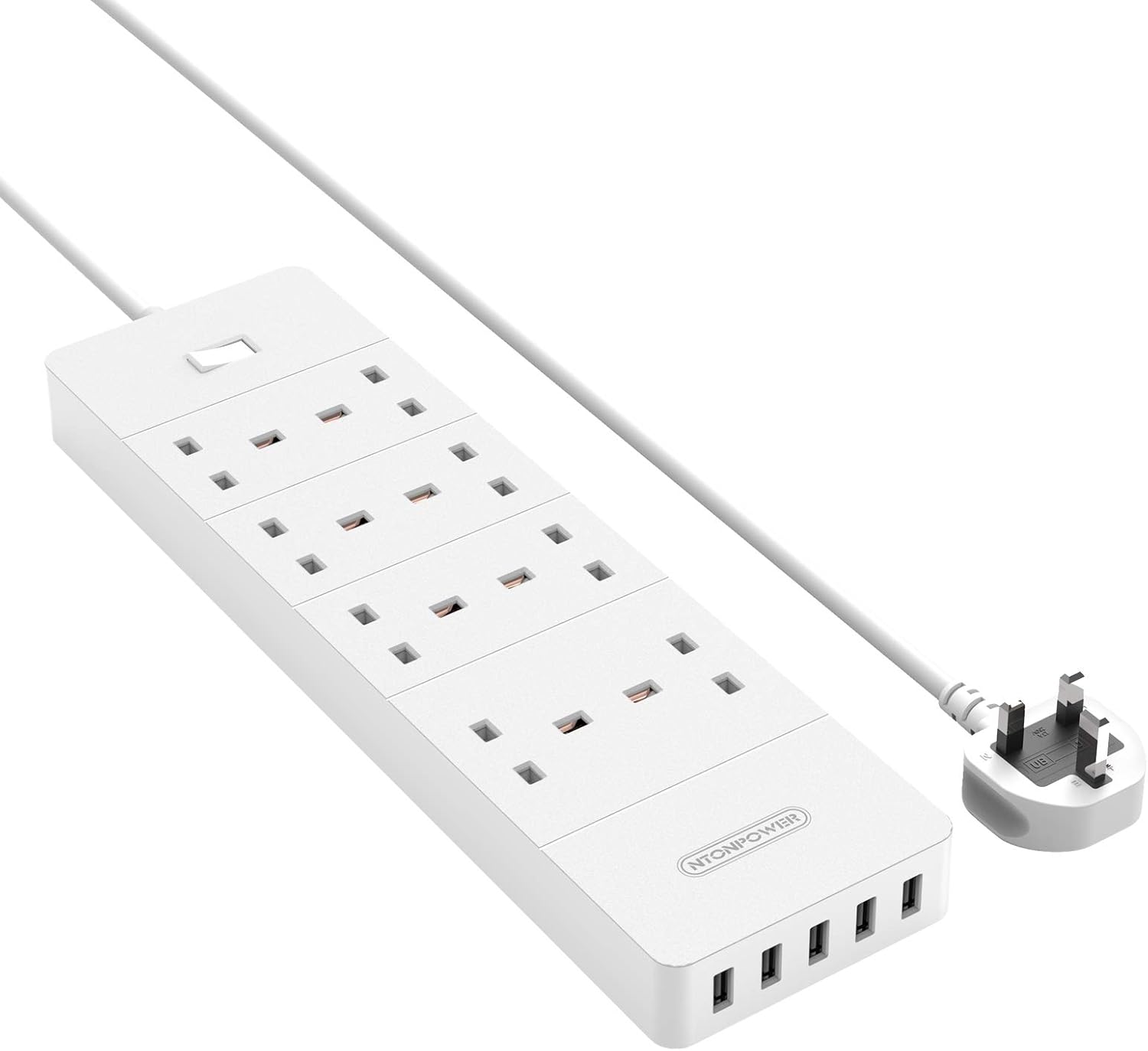 Ntonpower UK Surge Protector 8 Outlets 5 USB Ports