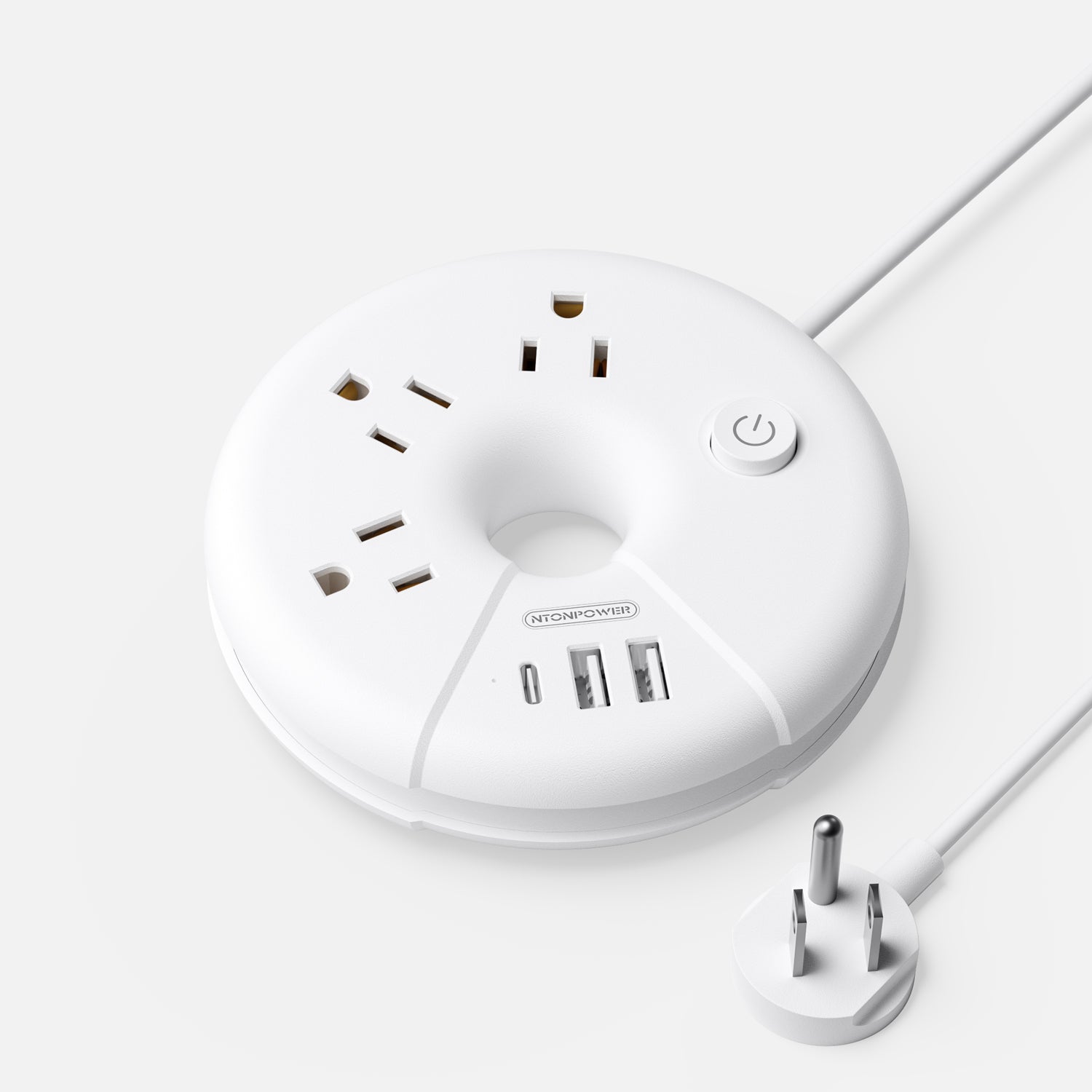 Ntonpower New i-Donut Power Strip 3 Outlets 2 USB-A 1 Type C