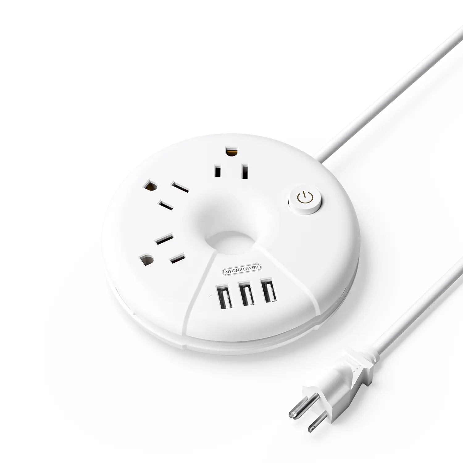 Ntonpower i-Donut Power Strip 3 Outlets 3 USB Small&Travel