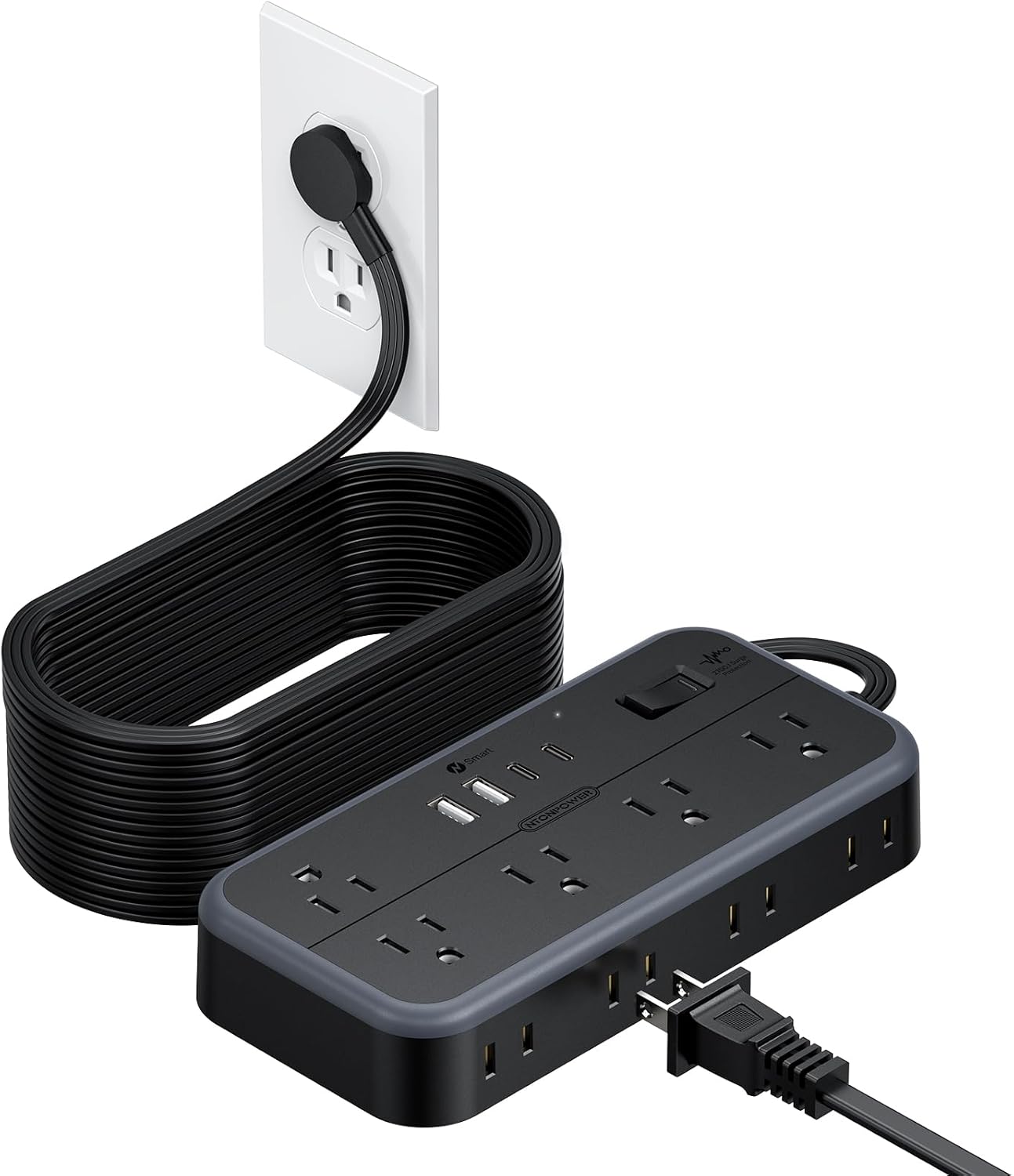 NTONPOWER 2700J Surge Protector 10 Outlets 4 USB Ports (2 USB C) Power Strip