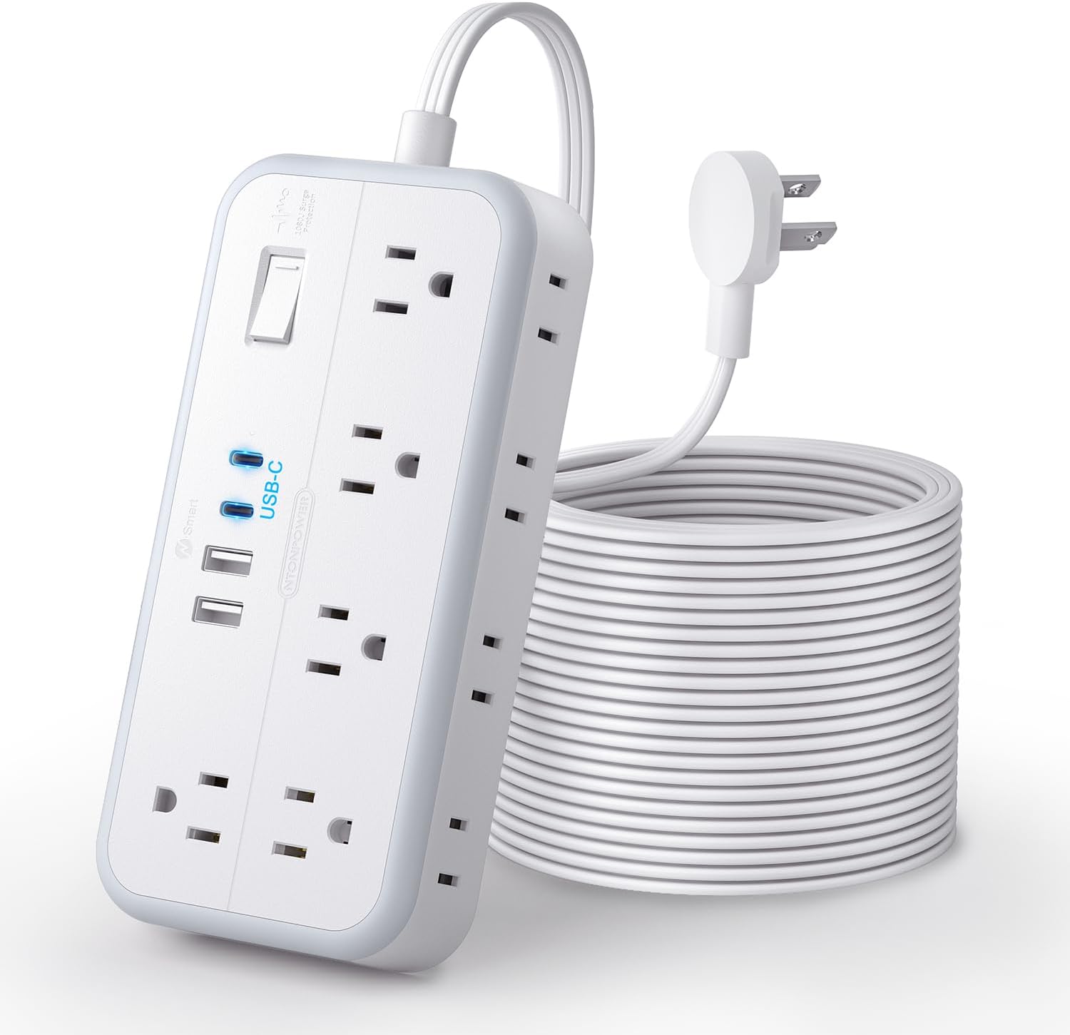 NTONPOWER 2700J Surge Protector 10 Outlets 4 USB Ports (2 USB C) Power Strip