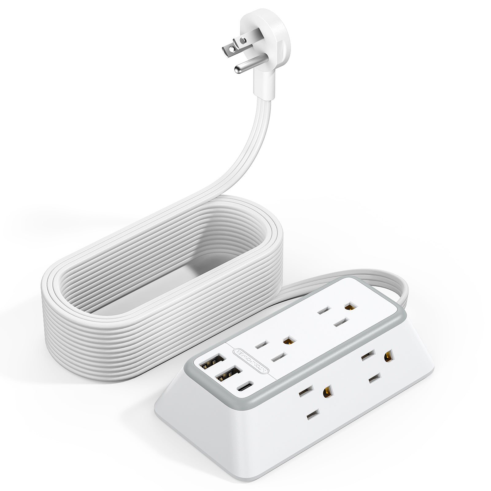 NTONPOWER 3-Sided Power Strip 6 Outlets 2 USB-A 1 USB-C