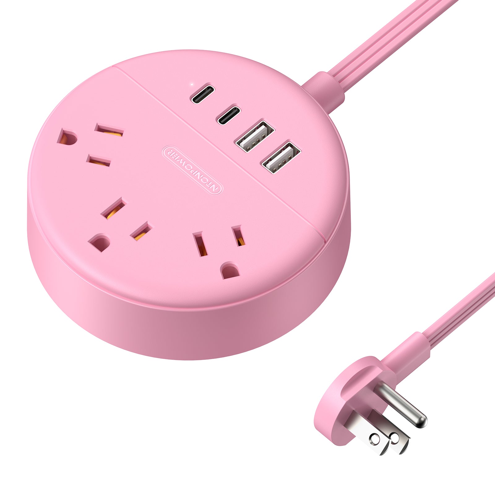 Ntonpower New Dot  Power Strip 3 Outlets 2 USB-A 2 USB-C Small&Travel