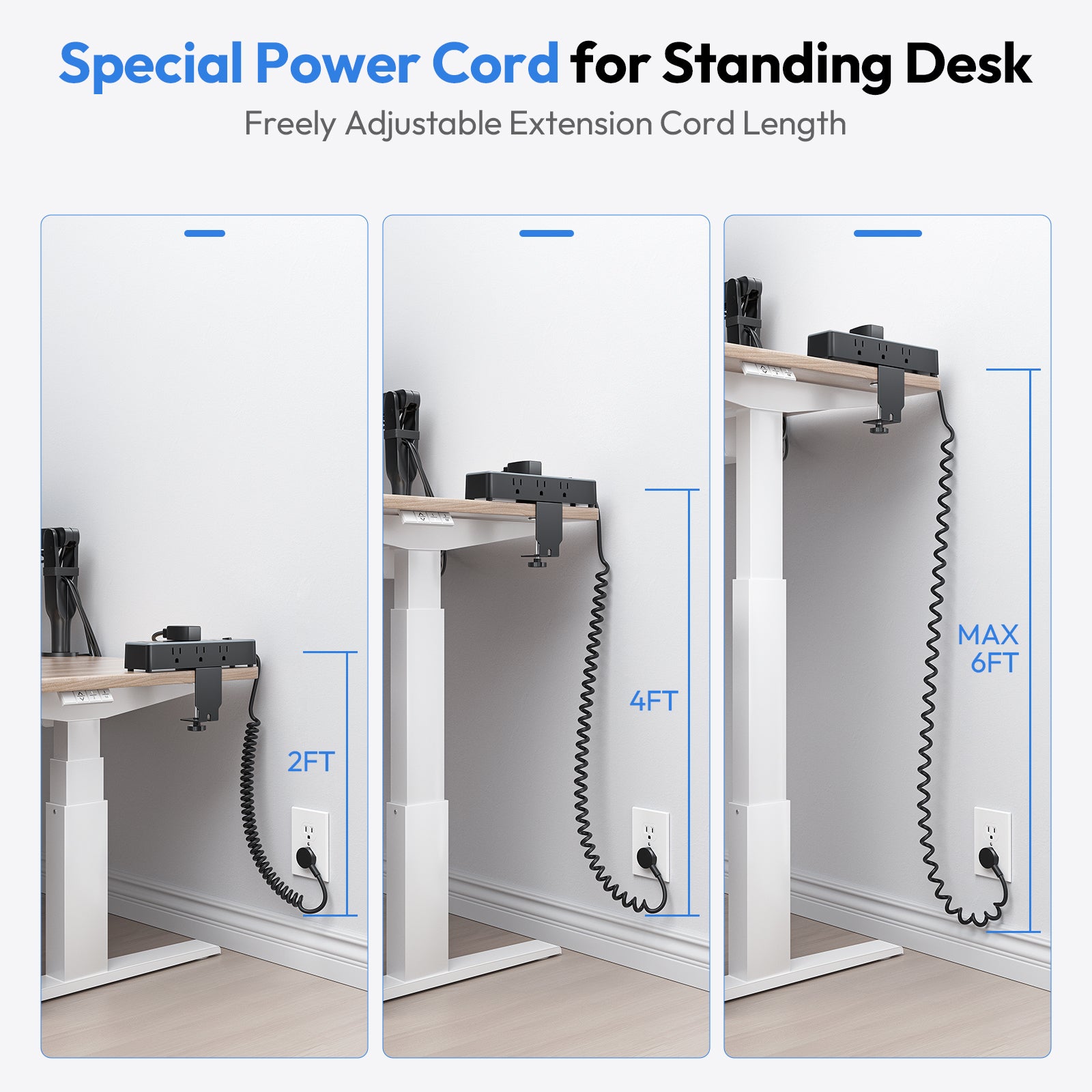 NTONPOWER Standing Desk Power Strip 9 Outlets 2 USB-A 1 USB-C