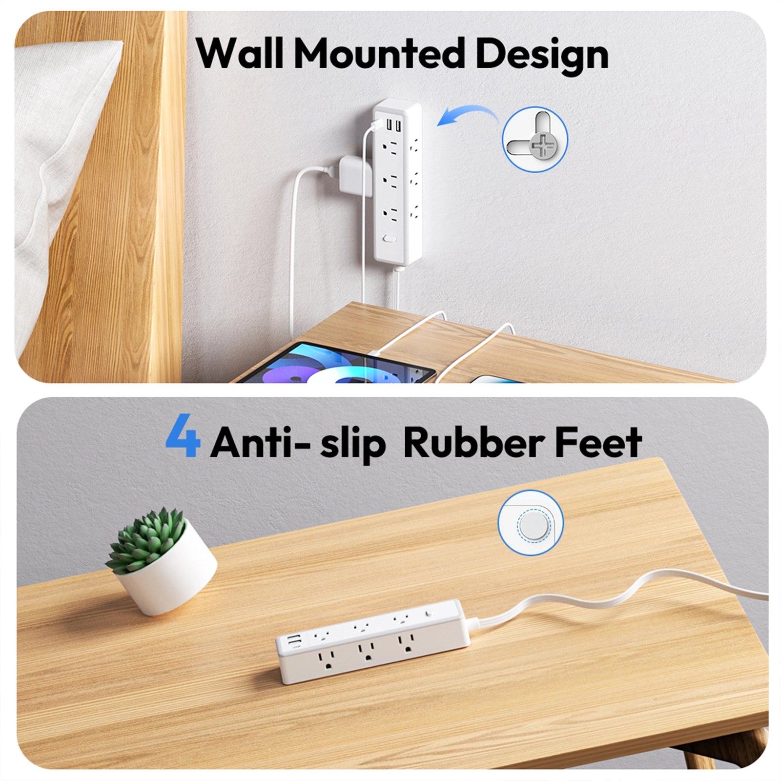 Ntonpower New Power Strip 9 Outlets 2 USB-A 1 USB-C Travel Home Dorm