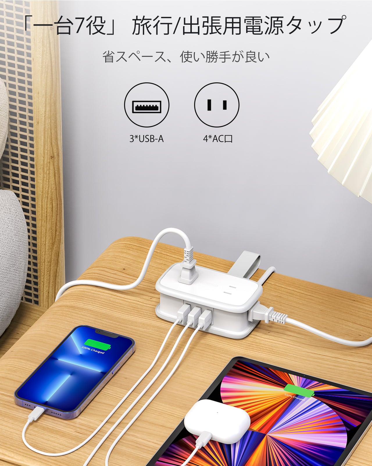 Ntonpower New JP Pocket Power Strip 4 Outlets 3 USB Small&Travel