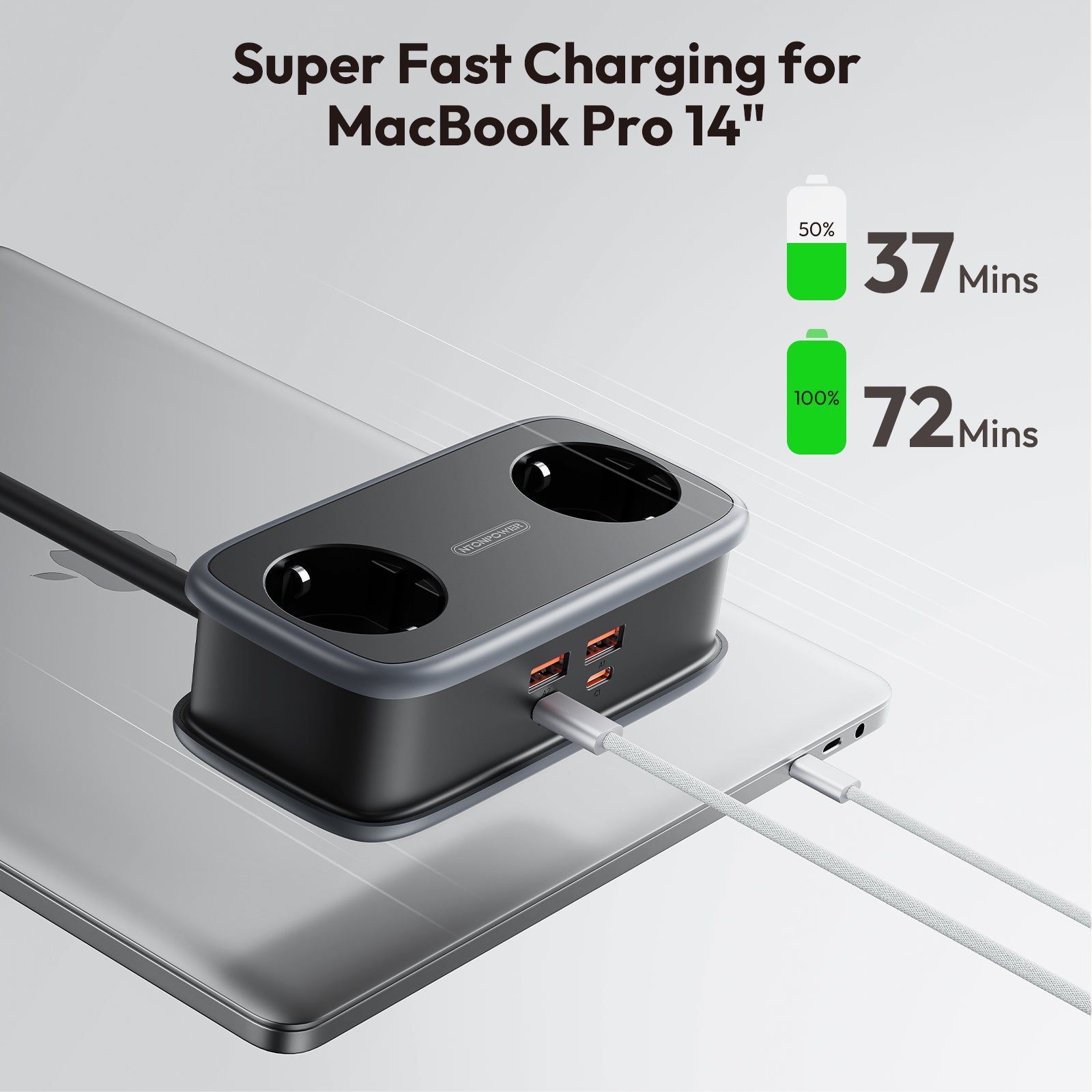 Ntonpower EU Pocket Power Strip 2 Outlets 2 USB-A 2 USB-C 65W GaN