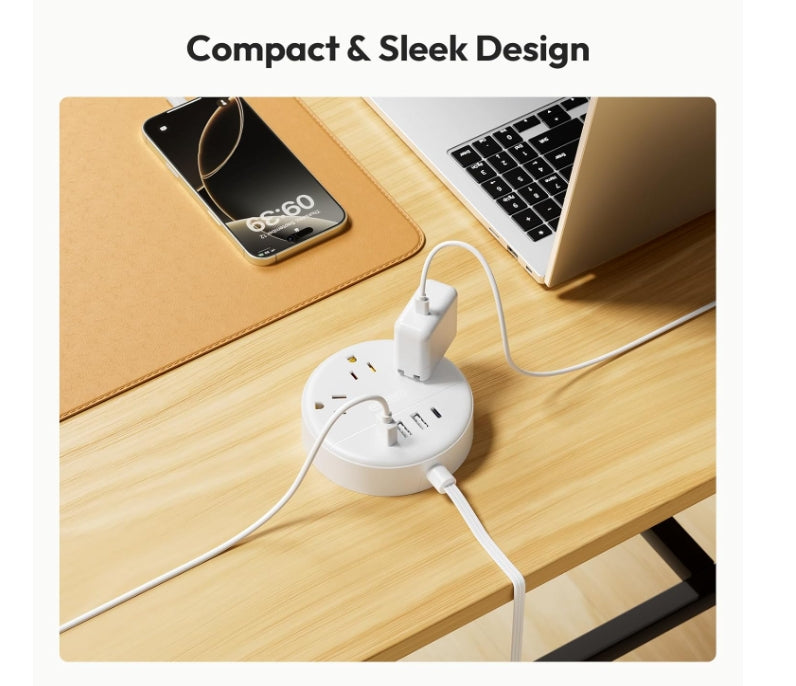 2 Pack Travel Power Strip, NTONPOWER Flat Plug Power Strip with USB, 3 Outlet 4 USB Desktop Charging Station with 5ft Power Cord Wall Mount for Cruise, Travel, Hotel, Nightstand and Office, White