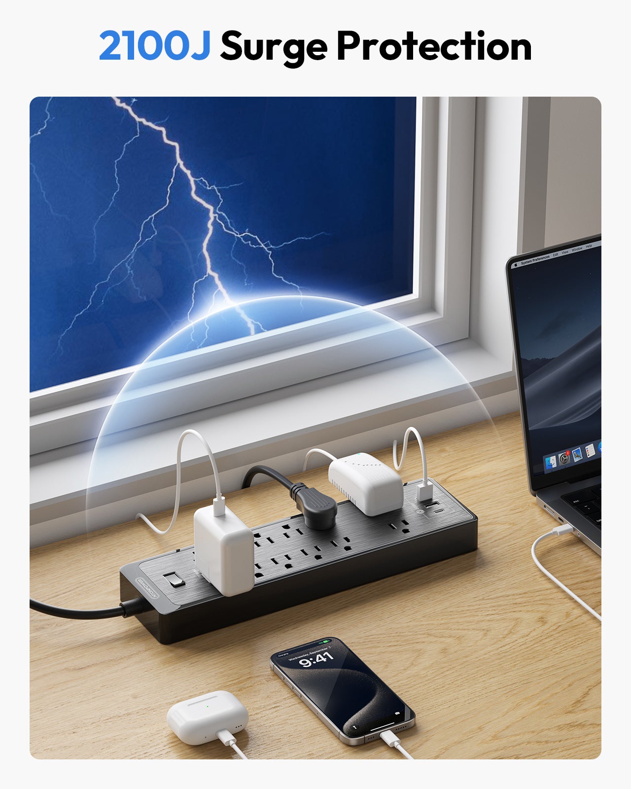 Ntonpower Surge Protector Power Strip 12 Outlets 2 USB-A 1-USB C（SKU: LS-12A3U-US-BK-4.6M,  ASIN: B08CKBHCLD, GTIN：6954301173823）