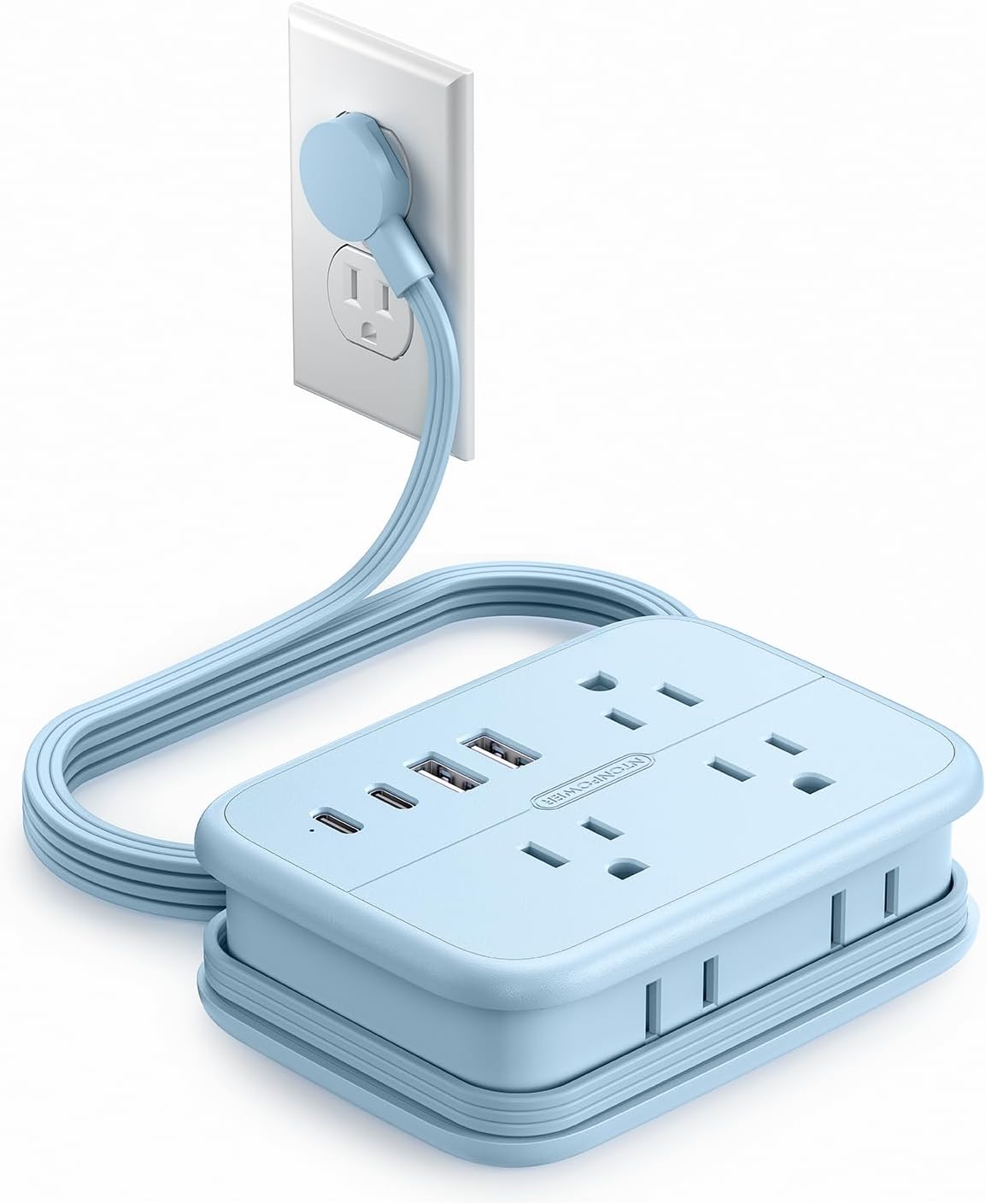 NTONPOWER Travel Power Strip 6 Outlets 2 USB-A 2USB-C