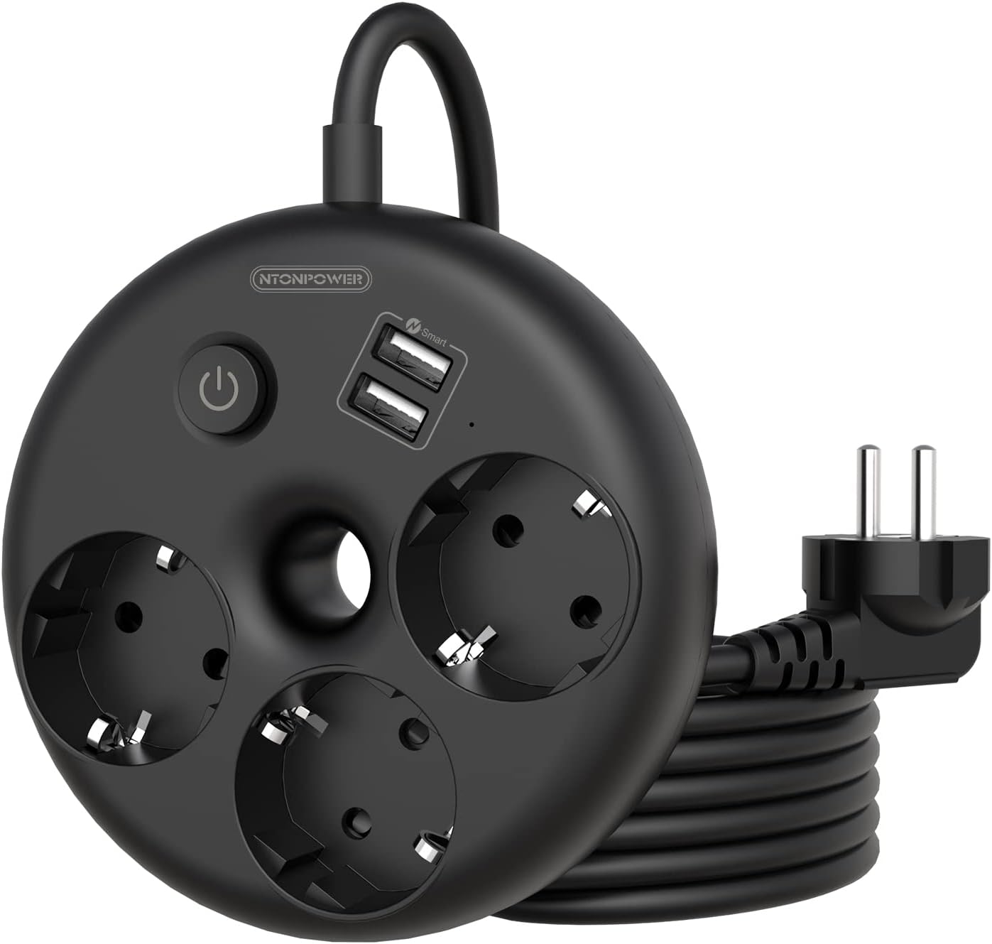 Ntonpower EUPower Strip 3 Outlets 2 USB-A