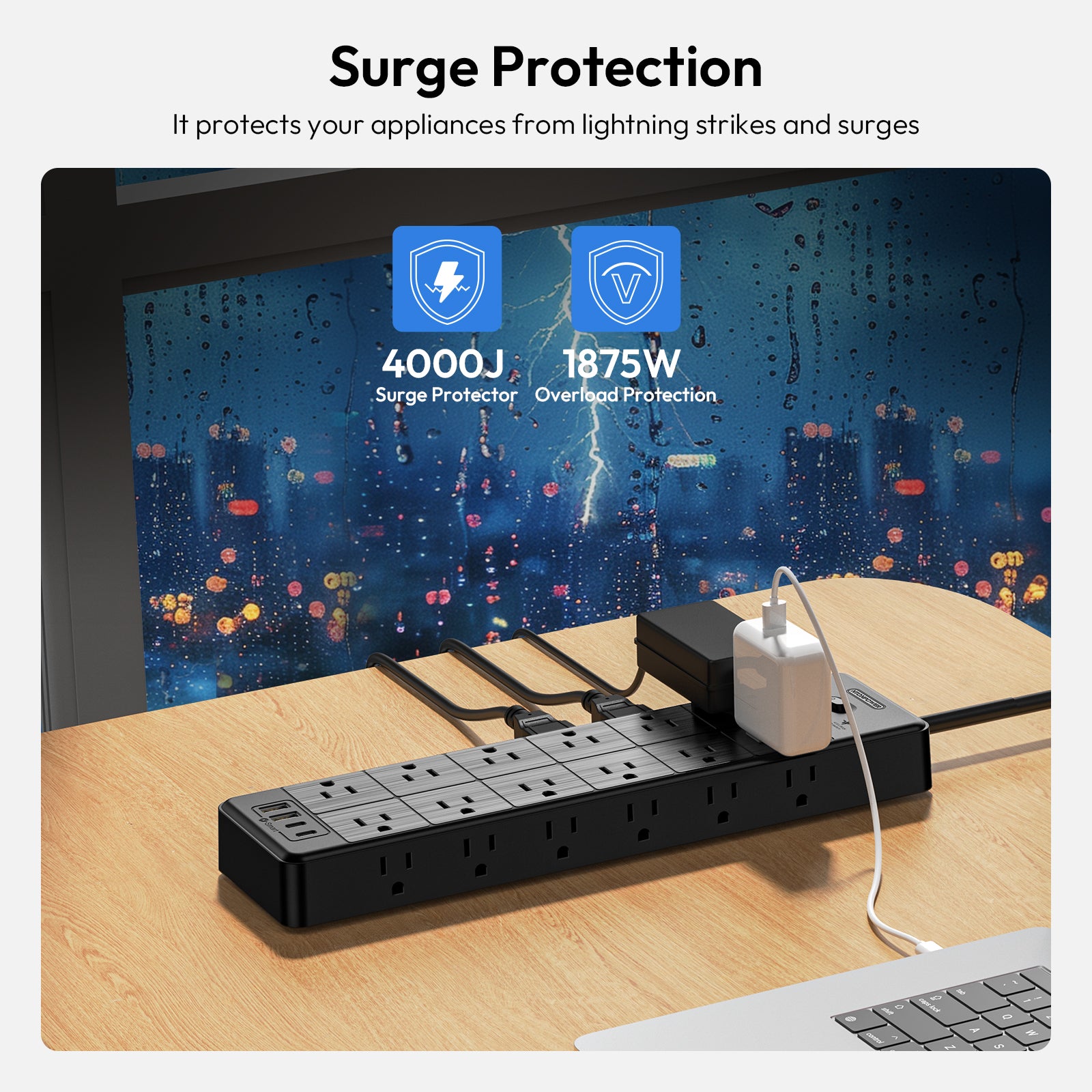 Ntonpower Surge Protector Power Strip 24 Outlets 2 USB-A 2-USB C