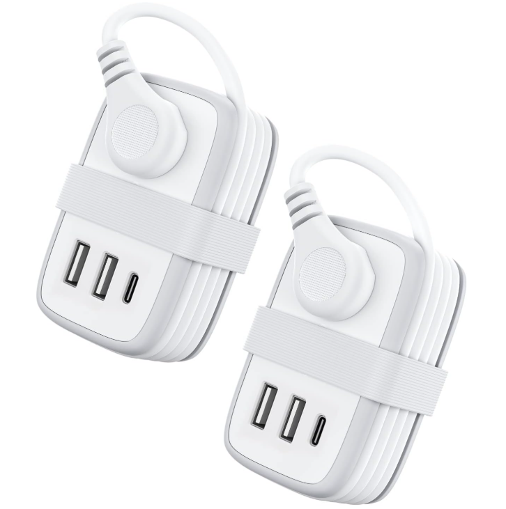 Ntonpower New Pocket Power Strip 2 Outlets 3 USB Ports(1 Type C)