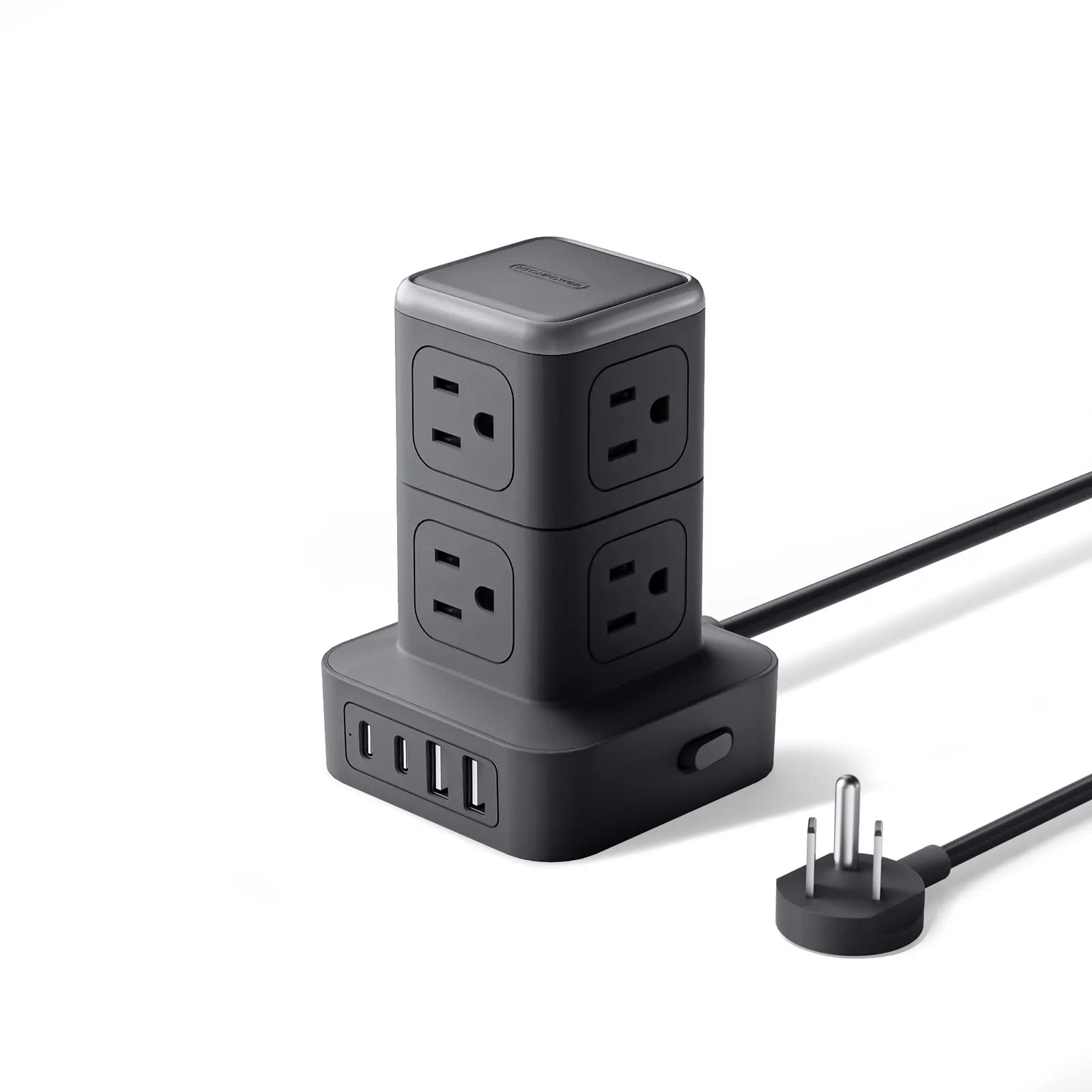 Ntonpower New Surge Protector Power Strip Tower 8 Outlets 2 USB-A 2 USB-C
