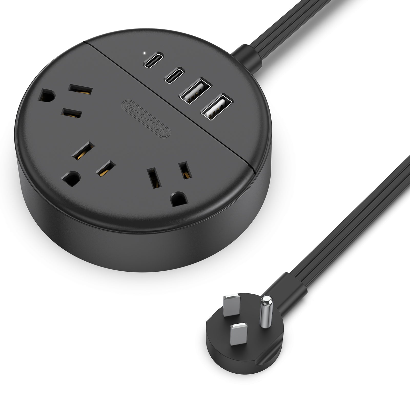 Ntonpower New Dot  Power Strip 3 Outlets 2 USB-A 2 USB-C Small&Travel