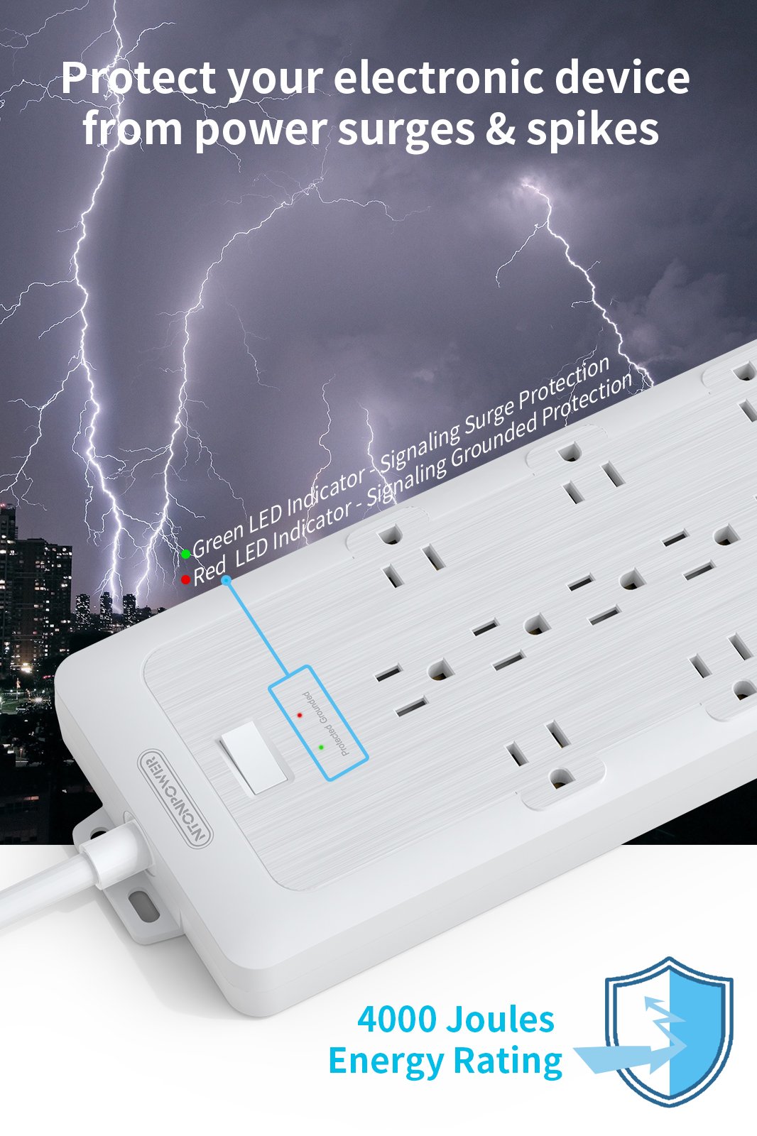 Ntonpower SurgePro  12 Outlets 2 USB 4000 Joules