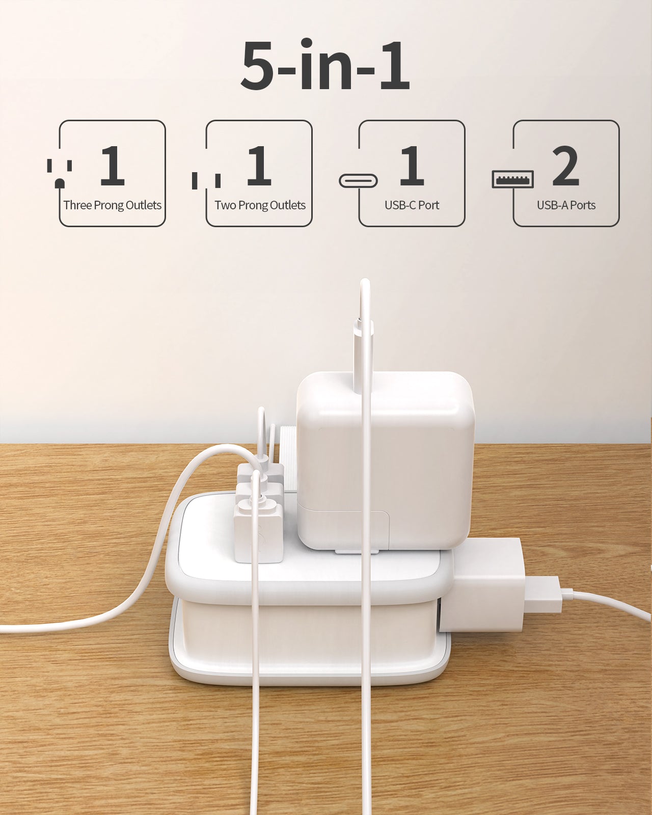 Ntonpower New Pocket Power Strip 2 Outlets 3 USB Ports