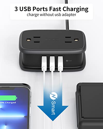 Ntonpower Pocket Power Strip 4 Outlets 3 USB Ports(1 Type C)