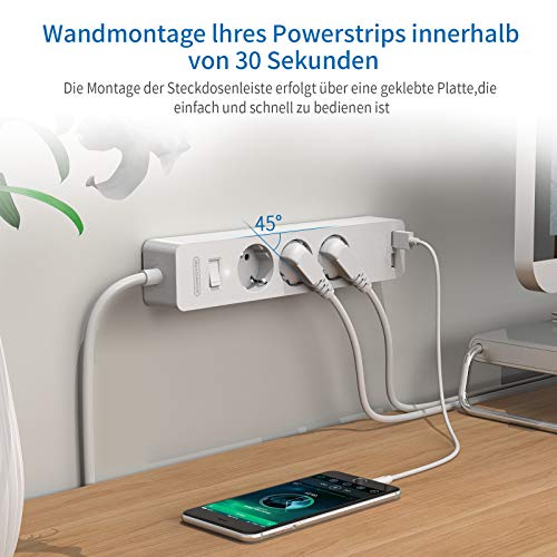 NTONPOWER EU 3 Socket 2 USB Steckdosenleiste Überspannungsschutz