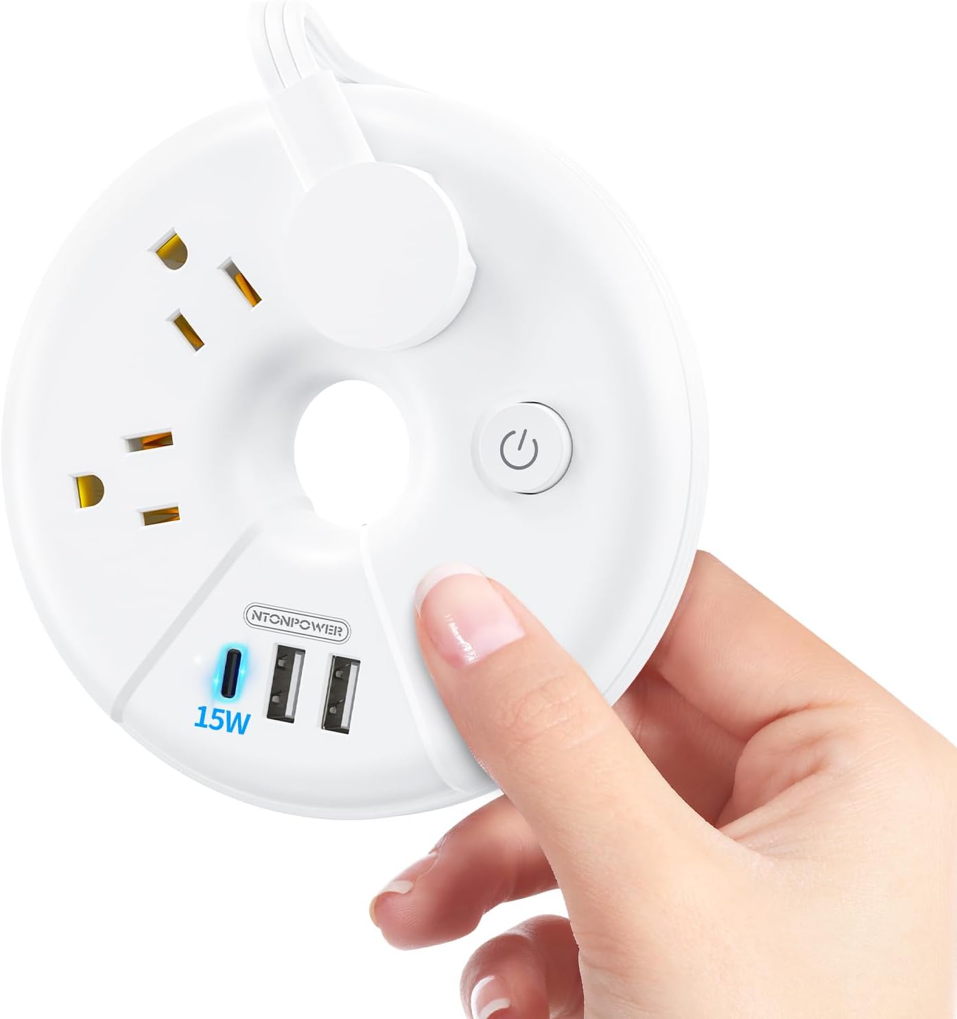 Ntonpower New Update i-Donut 3 Outlets 2USB 1 Type C  Dount Travel Power Strip