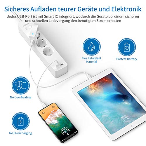 NTONPOWER EU 3 Socket 2 USB Steckdosenleiste Überspannungsschutz