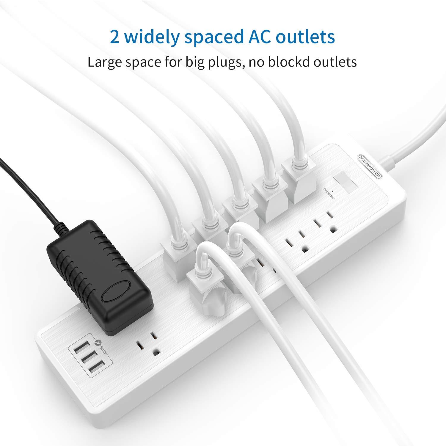 Ntonpower SurgePro Power Strip 12 Outlets 3 USB Heavy Duty 2100J