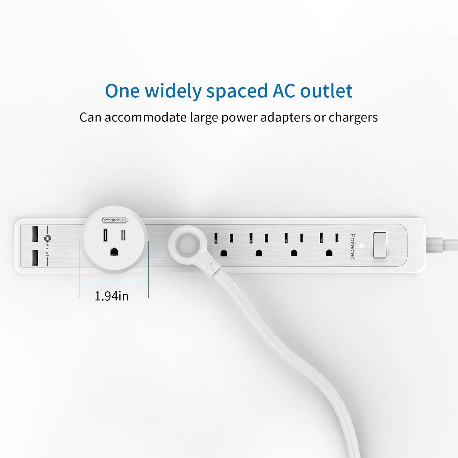 Ntonpower Surge Protector 6 Outlets  2 USB 500J