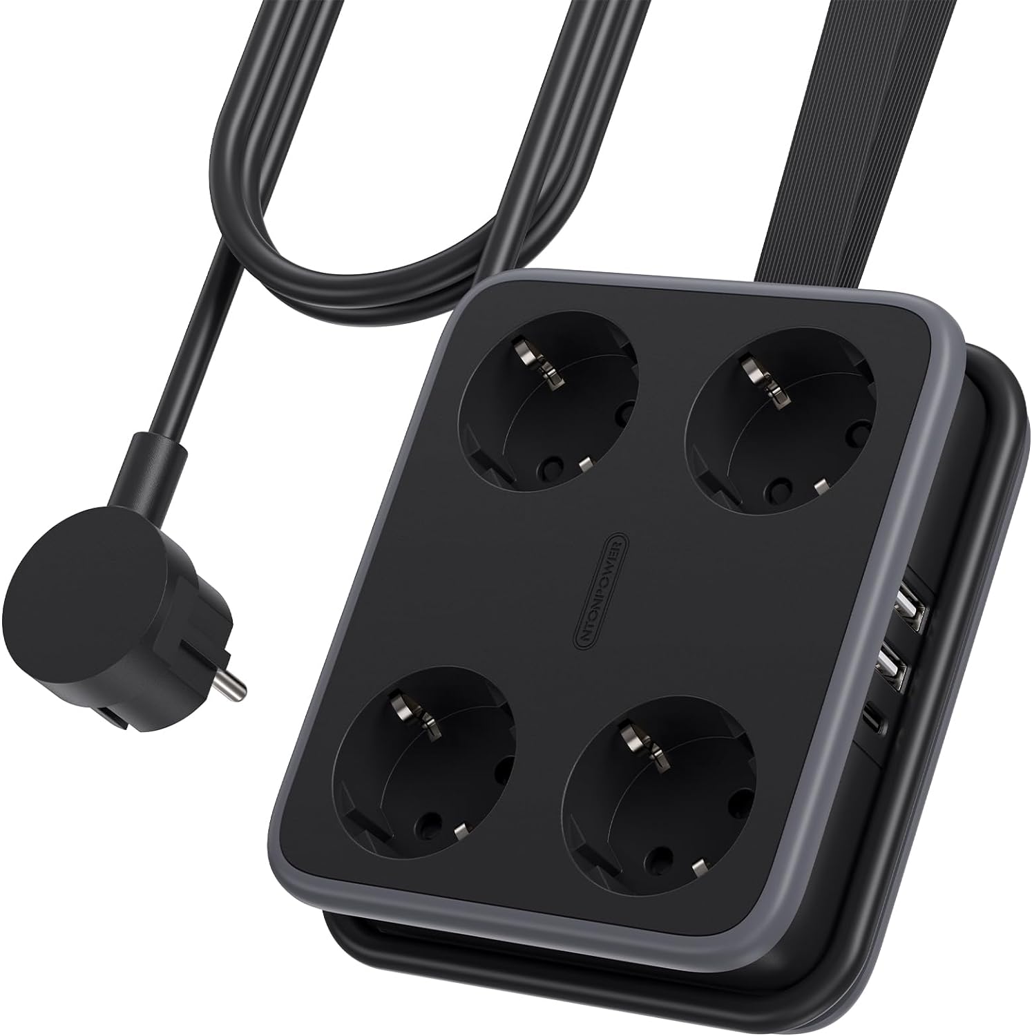 Ntonpower New EU Power Strip 4 Outlets 3 USB Ports