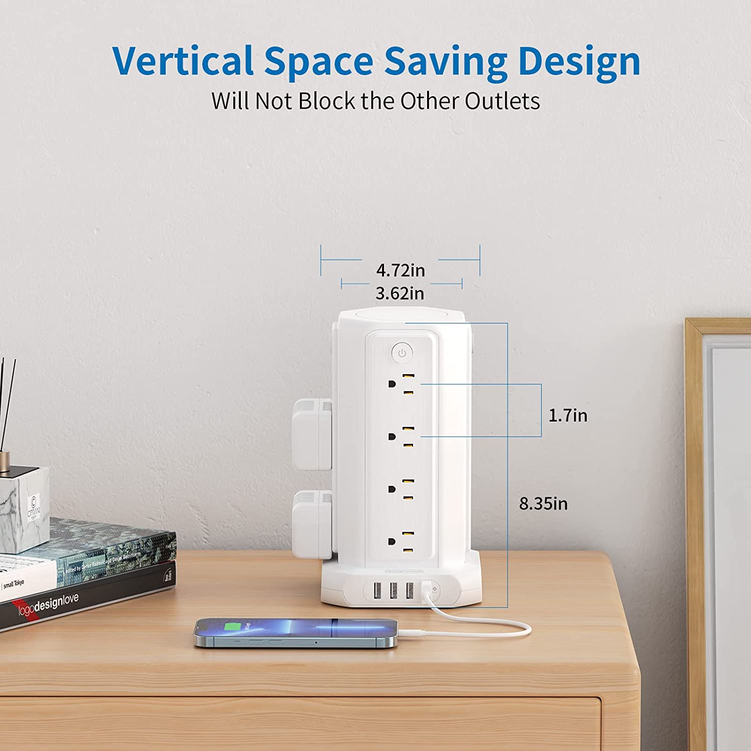 Ntonpower Surge Protector Power Strip Tower 16 Outlets 4 USB 1080J